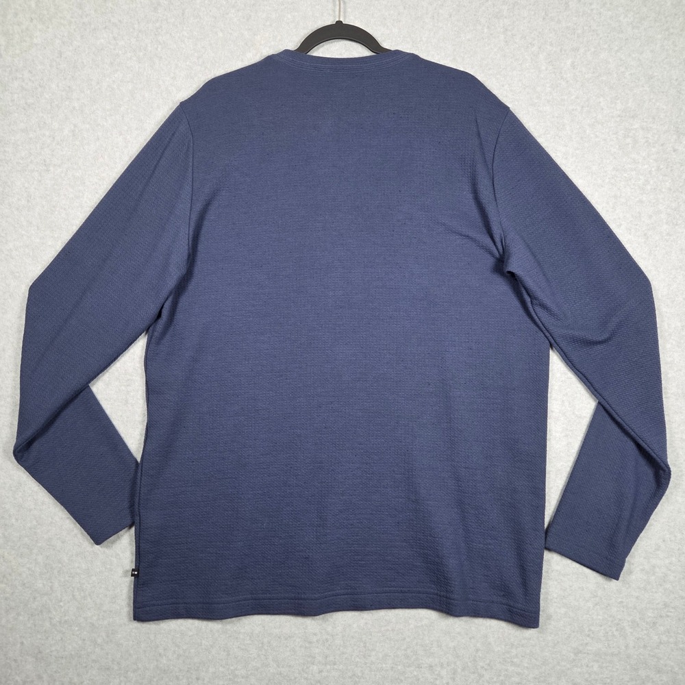 Travis Mathew Mens XL Cloud Waffle Crew Shirt Navy Mood Indigo Long Sleeve - Picture 3 of 7